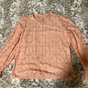 Cupshe Floral Lace Blouse in Soft Pink